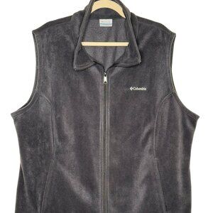 EUC Columbia Fleece Vest Woman's SZ 3X Gray Foldable Collar Zippered Pockets